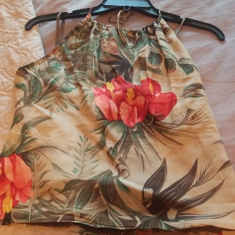 Dana Buchman Floral Silk  Halter top.